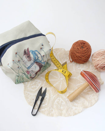 Daisy the Knitting Rabbit | Makeup Bag | Cosmetic Bag