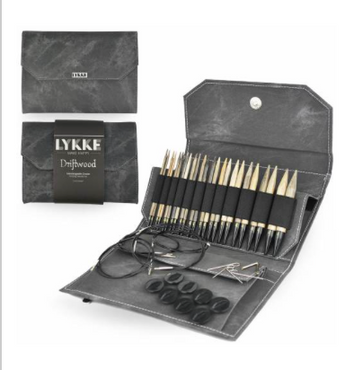 Lykke Driftwood Interchangeable Knitting Needles Set US 4-17 Grey Denim Case