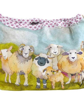 Felted Sheep Drawstring Bag